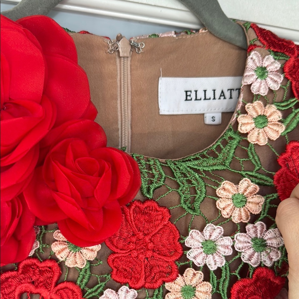 Elliatt Red and Green Floral Mini Dress - Picture 2 of 4